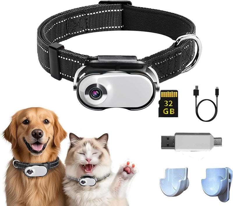 TEFIRE Dog Camera Collar, HD 1080P with Video Record Wireless Mini Sport Cam,Small Action Cameras,Body Camera for Pet Supplies/No WiFi, Indoor/Outdoor/with 32GB High-Speed Memory Card - Image 1